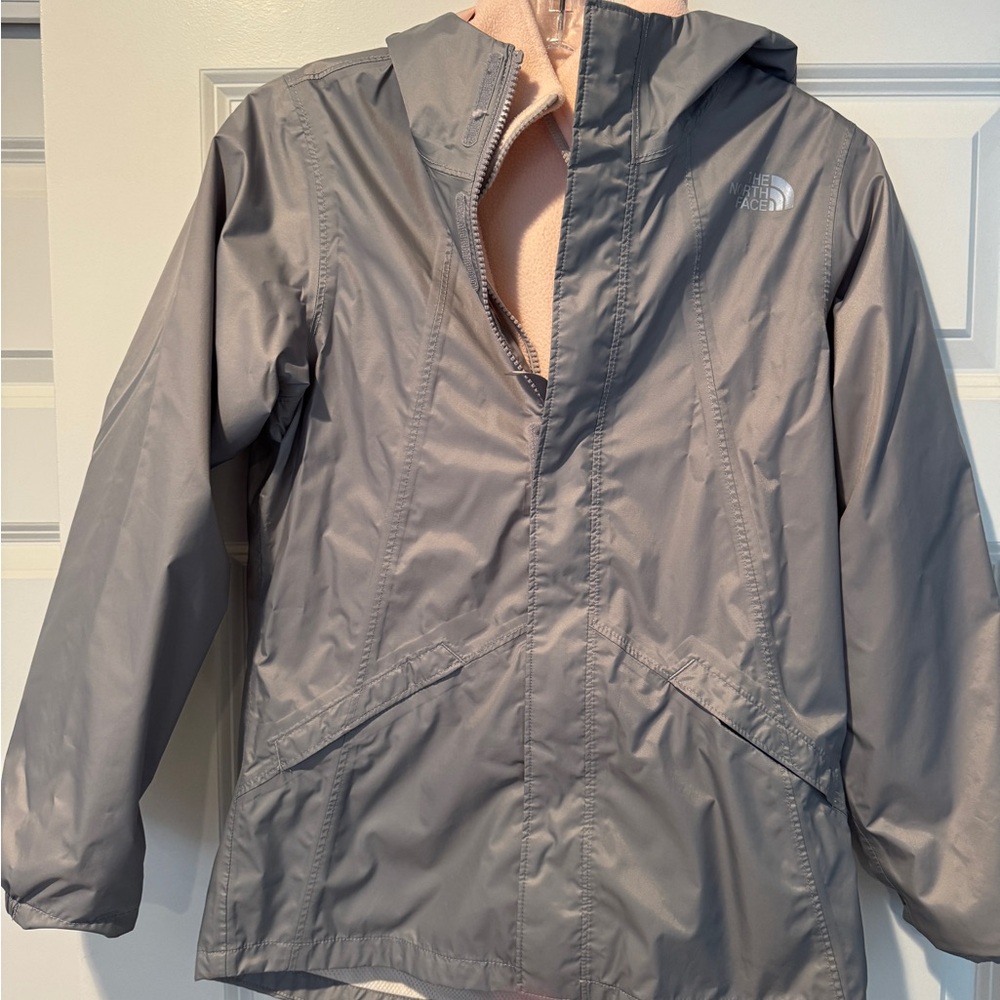 North Face Gray 3in1 coat with Hood and Water-Resistant Material size M (10-12)